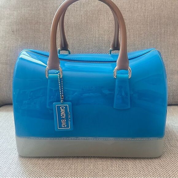 Furla Boston Blue and Gray Jelly Handbag - Picture 3 of 16